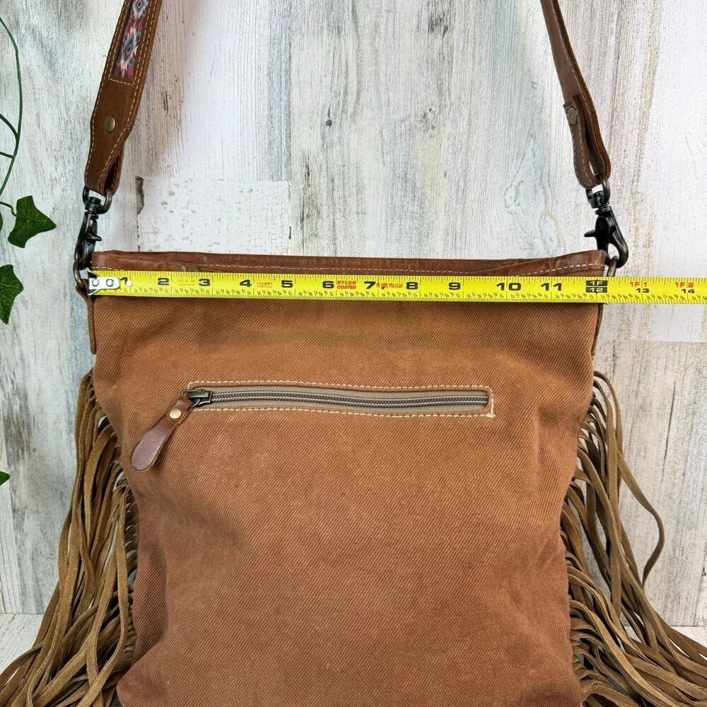 Myra Bag Mojave Paisley Fringed Western Hand Crossbody Tooled Bag - Picture 8 of 12